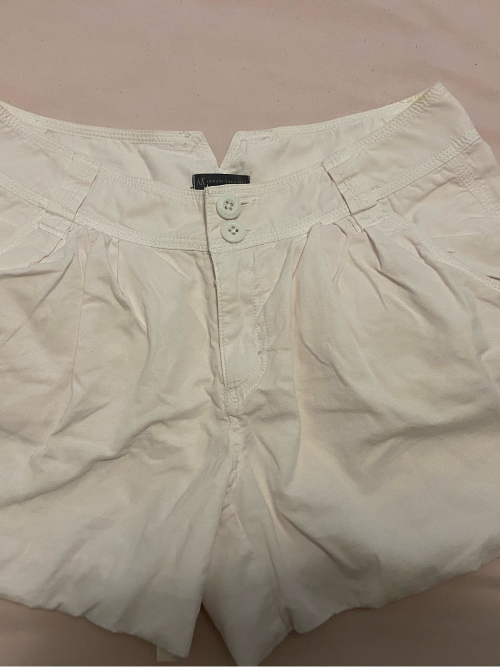 Armani Exchange Cream Pleated Flat-Front Women’s Shorts